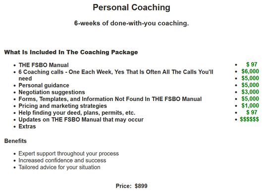 For Sale By Owner Coaching Plan