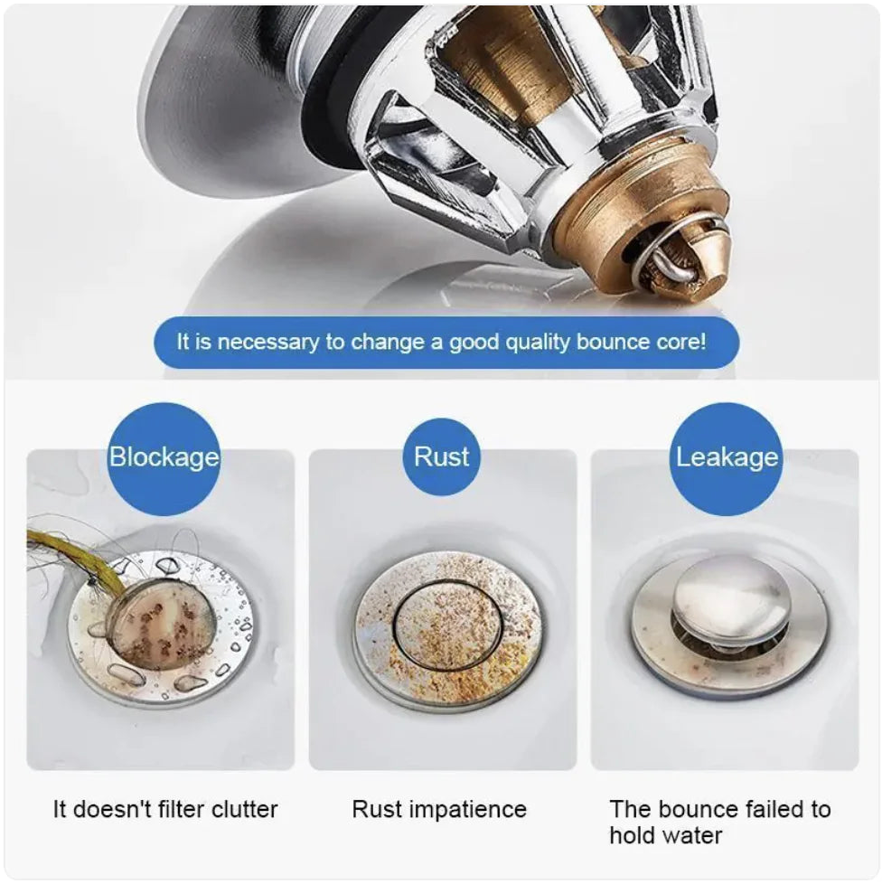 Stainless Steel Pop-Up Drain Filter with Hair Stopper